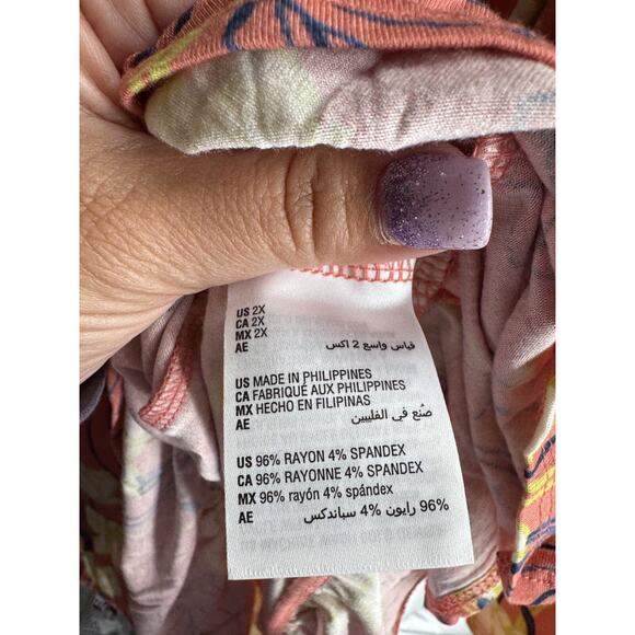 Style & Co. WOmen's Tulip Coral Floral 3/4 Sleeve Blouse Size 2X NEW - Picture 6 of 6